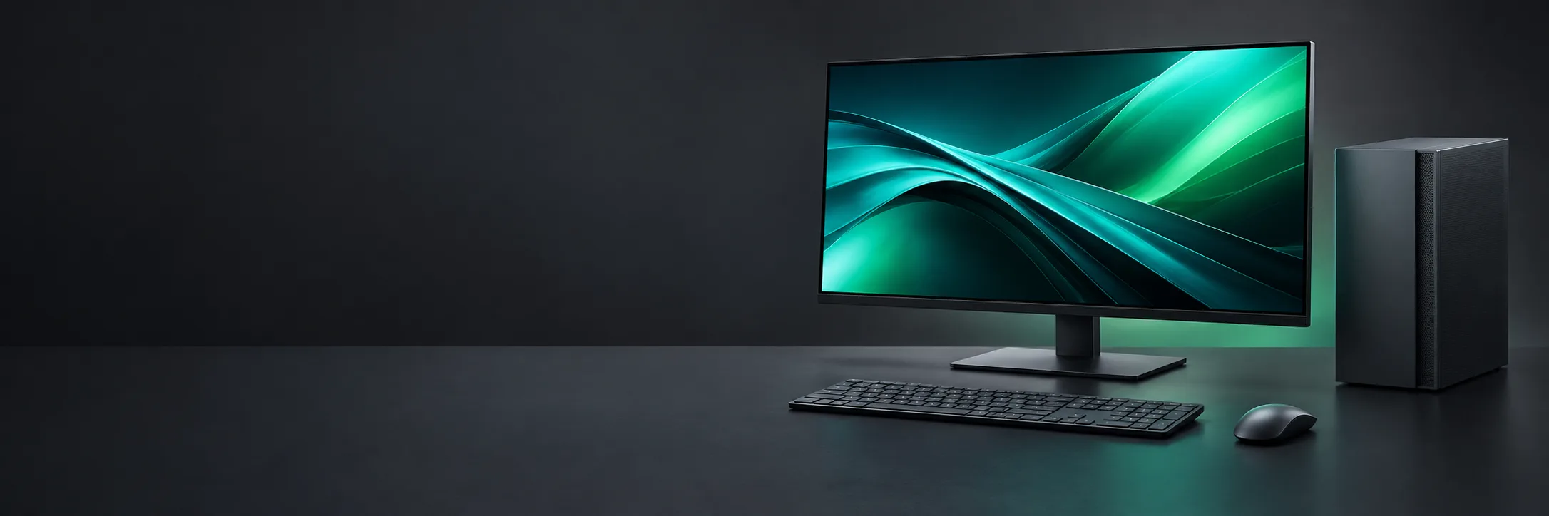Desktop computer with monitor and keyboard